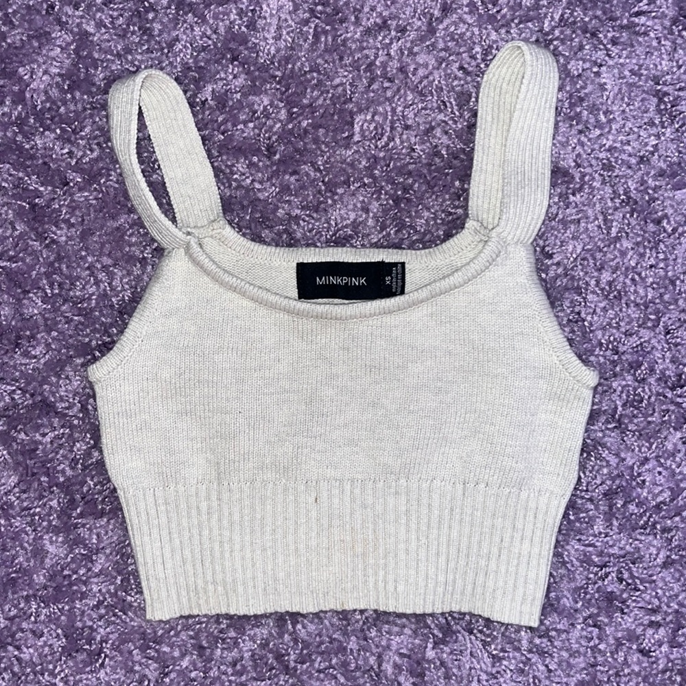 minkpink ribbed sweater crop top